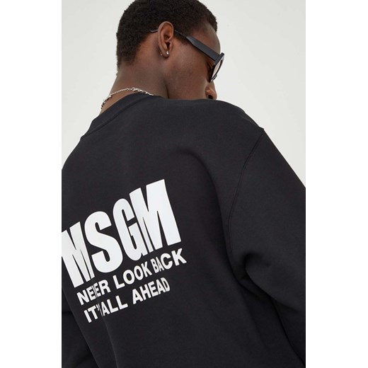 MSGM bluza bawełniana męska kolor czarny z nadrukiem ze sklepu ANSWEAR.com w kategorii Bluzy męskie - zdjęcie 167375441