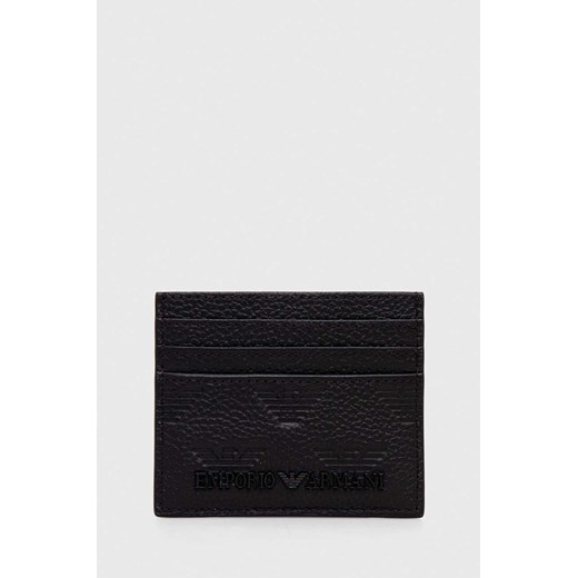 Emporio Armani etui na karty skórzane kolor czarny YEM320 Y142V ze sklepu ANSWEAR.com w kategorii Etui - zdjęcie 167375881