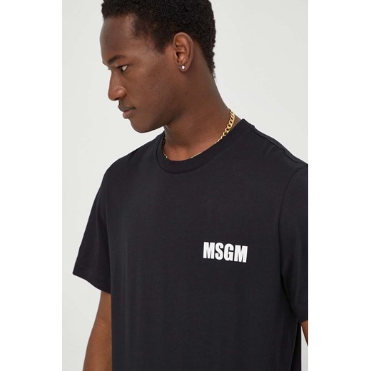 MSGM t-shirt bawełniany męski kolor czarny z nadrukiem ze sklepu ANSWEAR.com w kategorii T-shirty męskie - zdjęcie 167376572