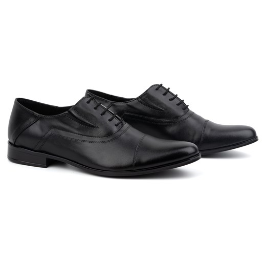 Buty męskie skórzane wizytowe eleganckie sznurowane 290LU czarne ze sklepu butyolivier w kategorii Buty eleganckie męskie - zdjęcie 167376594