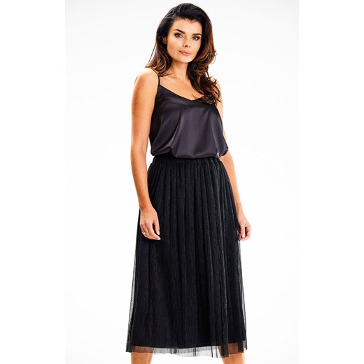 Czarna spódnica damska midi A630, Kolor czarny, Rozmiar L/XL, Awama ze sklepu Primodo w kategorii Spódnice - zdjęcie 167378962