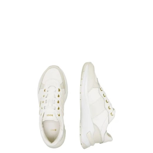 Białe buty sportowe damskie BOSS HUGO sneakersy płaskie z tkaniny sznurowane 