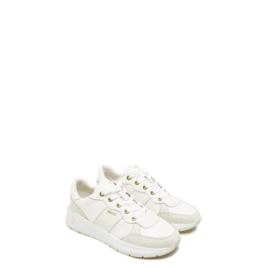Buty sportowe damskie białe BOSS HUGO sneakersy płaskie z tkaniny na wiosnę sznurowane 