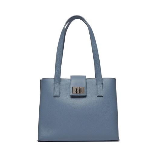 Shopper bag Furla matowa niebieska duża elegancka na ramię 