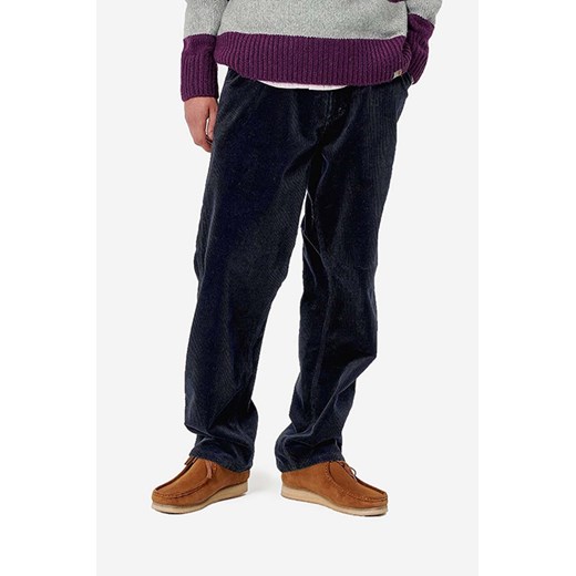 Carhartt WIP spodnie bawełniane kolor granatowy proste ze sklepu PRM w kategorii Spodnie męskie - zdjęcie 167391722