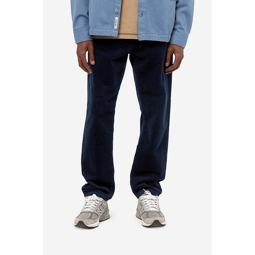 Carhartt WIP spodnie bawełniane kolor granatowy proste ze sklepu PRM w kategorii Spodnie męskie - zdjęcie 167391724