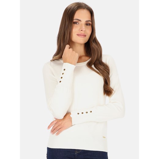 Biały gładki sweter L'AF Sana ze sklepu Eye For Fashion w kategorii Swetry damskie - zdjęcie 167396312