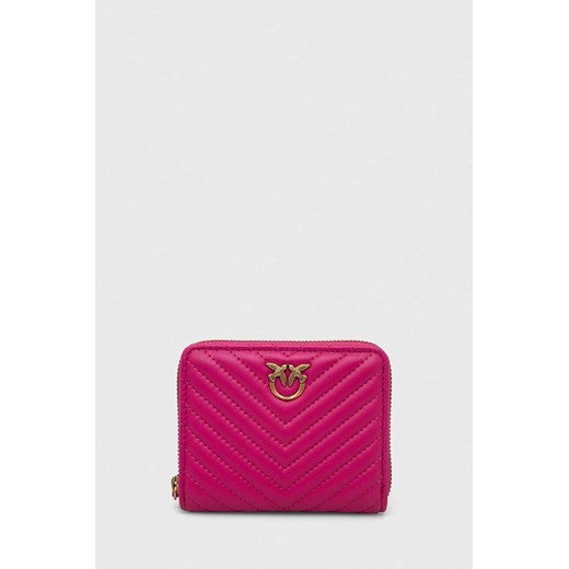 Pinko portfel skórzany damski kolor różowy 100249.A0GK ze sklepu ANSWEAR.com w kategorii Portfele damskie - zdjęcie 167396434