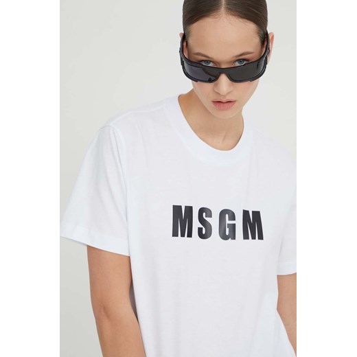 MSGM t-shirt bawełniany damski kolor biały S ANSWEAR.com
