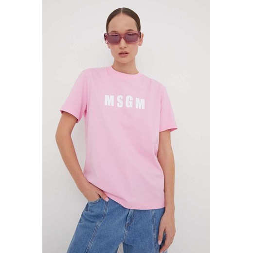 MSGM t-shirt bawełniany damski kolor różowy L ANSWEAR.com