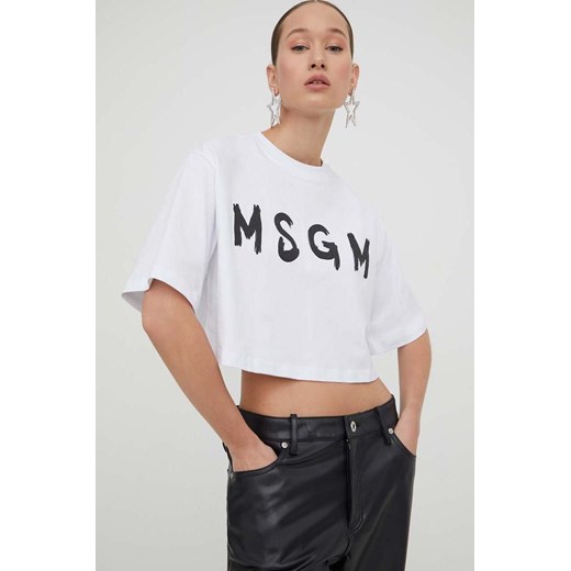 MSGM t-shirt bawełniany damski kolor biały L ANSWEAR.com