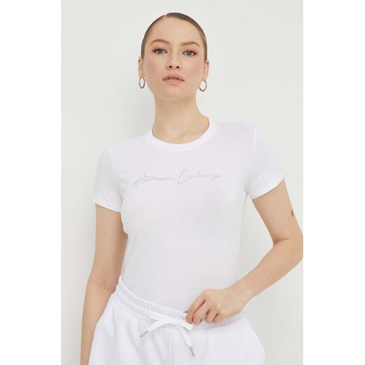Armani Exchange t-shirt damski kolor biały 3DYT27 YJDTZ ze sklepu ANSWEAR.com w kategorii Bluzki damskie - zdjęcie 167396741