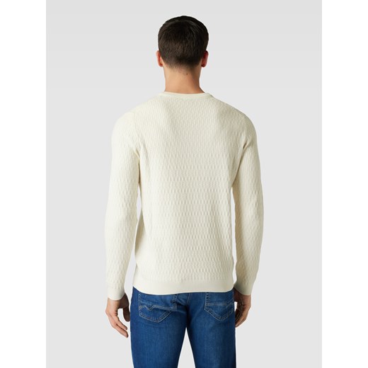 Sweter z dzianiny z fakturowanym wzorem model ‘Fabion’ XXL Peek&Cloppenburg