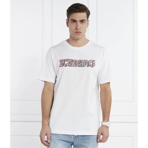 Iceberg t-shirt męski w stylu młodzieżowym z krótkimi rękawami 