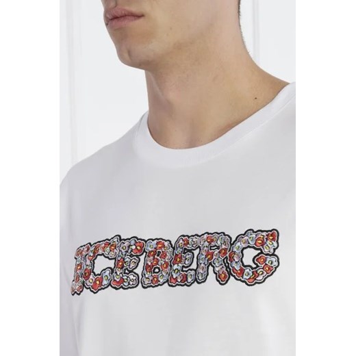 T-shirt męski Iceberg z krótkimi rękawami biały w stylu młodzieżowym 
