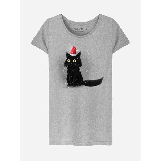 WOOOP Koszulka &quot;Christmas Cat&quot; w kolorze szarym ze sklepu Limango Polska w kategorii Bluzki damskie - zdjęcie 167403023