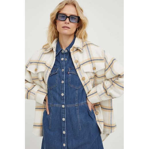 Levi's kurtka koszulowa z domieszką wełny kolor beżowy przejściowa S ANSWEAR.com