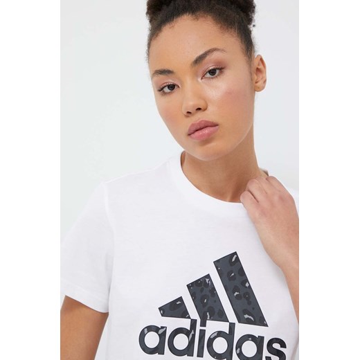 adidas t-shirt bawełniany damski kolor biały M ANSWEAR.com