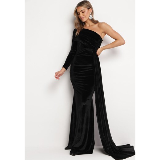 Czarna Asymetryczna Sukienka Maxi na Jedno Ramie Wistel ze sklepu Born2be Odzież w kategorii Sukienki - zdjęcie 167421574