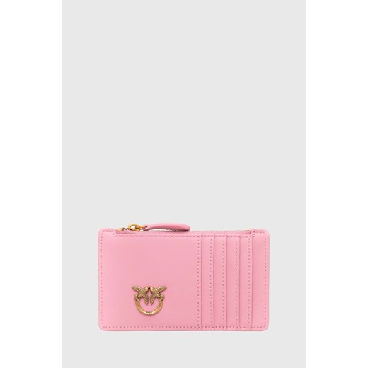 Pinko portfel skórzany damski kolor różowy 100251.A0F1 ze sklepu ANSWEAR.com w kategorii Portfele damskie - zdjęcie 167422424