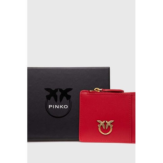 Pinko portfel skórzany damski kolor czerwony Pinko ONE ANSWEAR.com