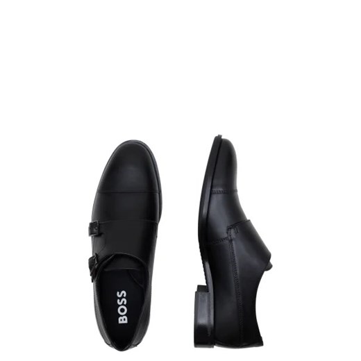 Buty eleganckie męskie czarne BOSS HUGO z klamrą na jesień 