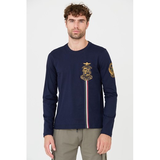 AERONAUTICA MILITARE Granatowy longsleeve, Rozmiar M ze sklepu outfit.pl w kategorii T-shirty męskie - zdjęcie 167423502