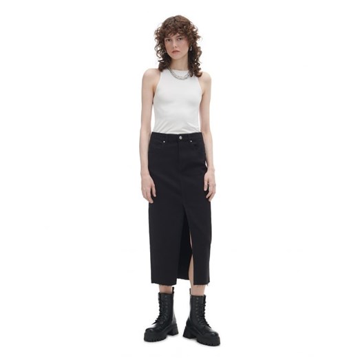 Cropp - Czarna jeansowa spódnica midi - czarny Cropp XL Cropp