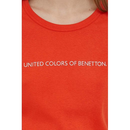 United Colors of Benetton t-shirt bawełniany damski kolor czerwony United Colors Of Benetton M ANSWEAR.com