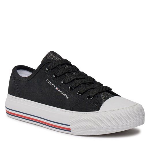 Trampki Tommy Hilfiger Low Cut Lace-Up Sneaker T3A9-33185-1687 S Black 999 Tommy Hilfiger 37 eobuwie.pl