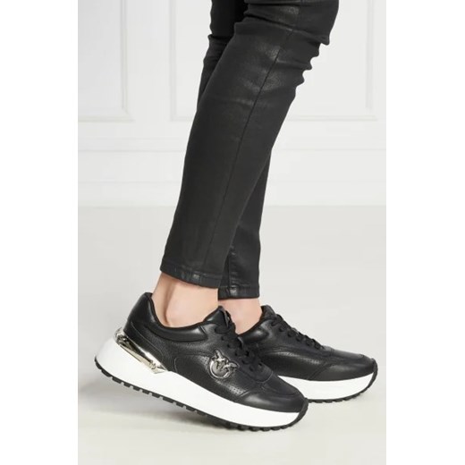 Buty sportowe damskie Pinko sneakersy czarne na platformie na wiosnę 