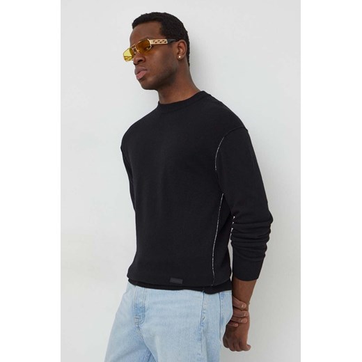 Calvin Klein sweter z domieszką wełny męski kolor czarny lekki ze sklepu ANSWEAR.com w kategorii Swetry męskie - zdjęcie 167440933