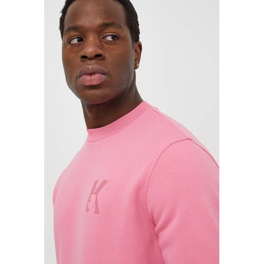 Karl Lagerfeld bluza męska kolor różowy gładka ze sklepu ANSWEAR.com w kategorii Bluzy męskie - zdjęcie 167440973