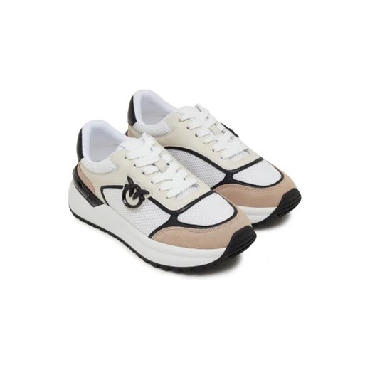 Buty sportowe damskie Pinko sneakersy beżowe na płaskiej podeszwie z tkaniny 