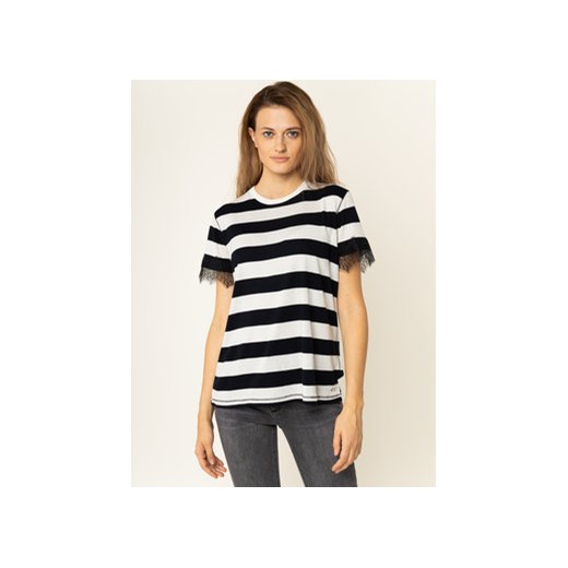 Calvin Klein T-Shirt Wide Stripe Lace Trim K20K201749 Czarny Regular Fit Calvin Klein L wyprzedaż MODIVO