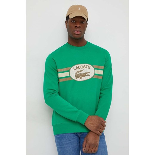 Lacoste bluza bawełniana męska kolor zielony z nadrukiem ze sklepu ANSWEAR.com w kategorii Bluzy męskie - zdjęcie 167447370