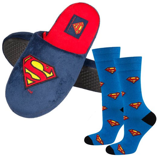 Zestaw 1x Skarpetki męskie kolorowe SOXO Superman i 1x Kapcie męskie Superman ze sklepu Sklep SOXO w kategorii Skarpetki męskie - zdjęcie 167448111
