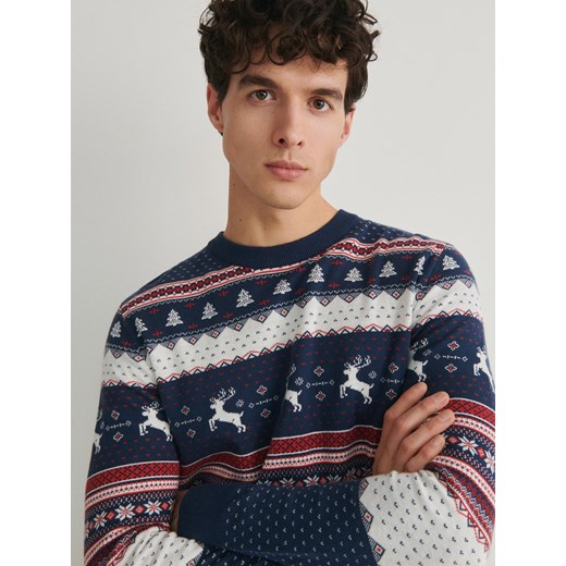 Reserved - Sweter z motywem świątecznym - wielobarwny Reserved L Reserved