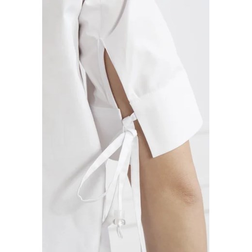 Koszula damska Dondup - Made In Italy z krótkim rękawem biała z krótkimi rękawami na wiosnę bawełniana z kołnierzykiem 