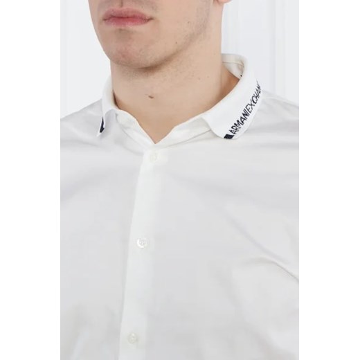 Koszula męska biała Armani Exchange z długim rękawem z bawełny 