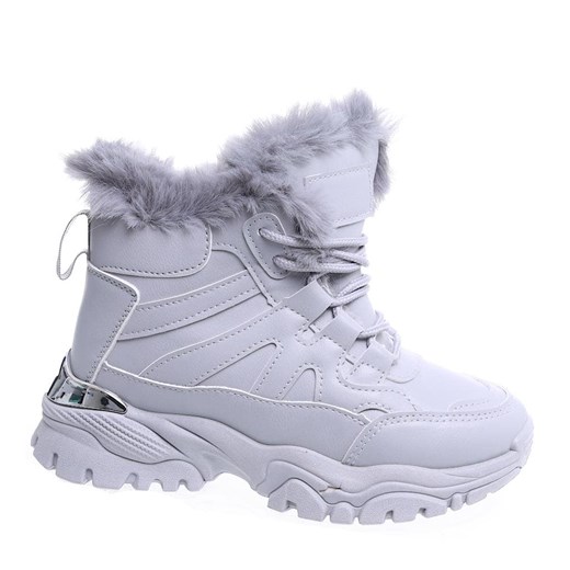 Zimowe ocieplane szare sneakersy dziewczęce /C4-3 15468 T481/ ze sklepu Pantofelek24.pl w kategorii Buty zimowe dziecięce - zdjęcie 167454740