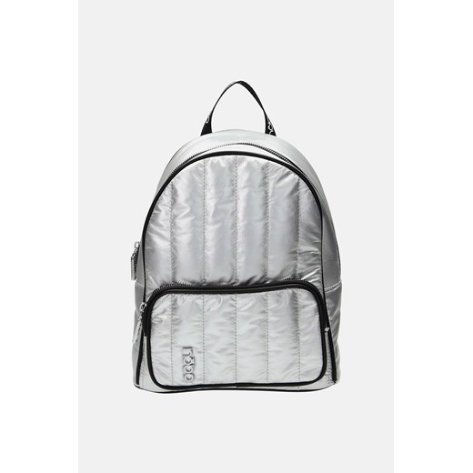 Srebrny pikowany plecak Nobo z logowanymi paskami Nobo One size okazyjna cena NOBOBAGS.COM