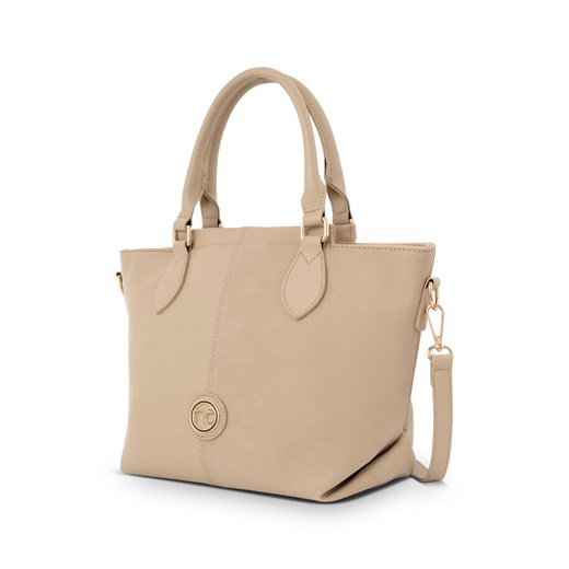 Torebka do ręki Nobo z imitacją zamszu beżowa Nobo One size wyprzedaż NOBOBAGS.COM