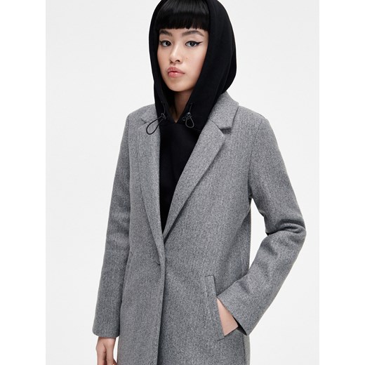 Cropp - Melanżowy płaszcz z dzianiny - jasny szary Cropp XL Cropp promocja