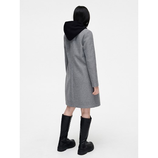 Cropp - Melanżowy płaszcz z dzianiny - jasny szary Cropp S okazyjna cena Cropp