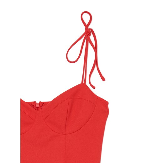 Cropp - Czerwona sukienka mini z wiązanymi ramiączkami - czerwony Cropp XS promocyjna cena Cropp