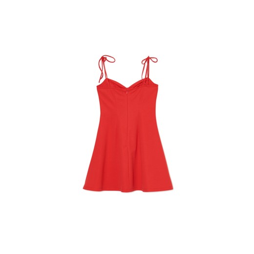 Cropp - Czerwona sukienka mini z wiązanymi ramiączkami - czerwony Cropp XS wyprzedaż Cropp