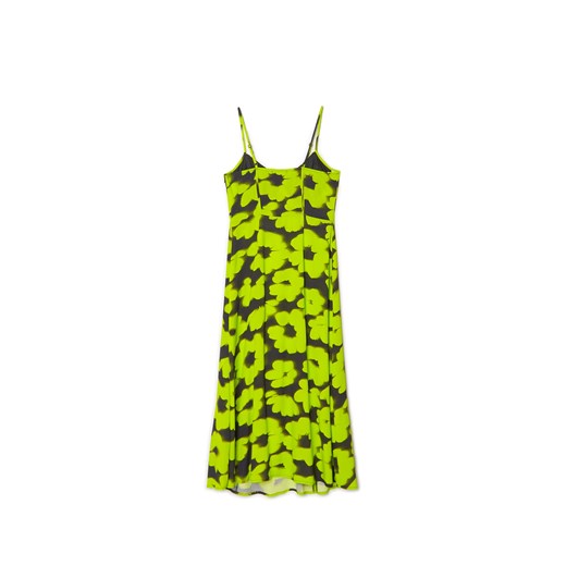 Cropp - Sukienka midi w kwiaty - zielony Cropp XS okazyjna cena Cropp