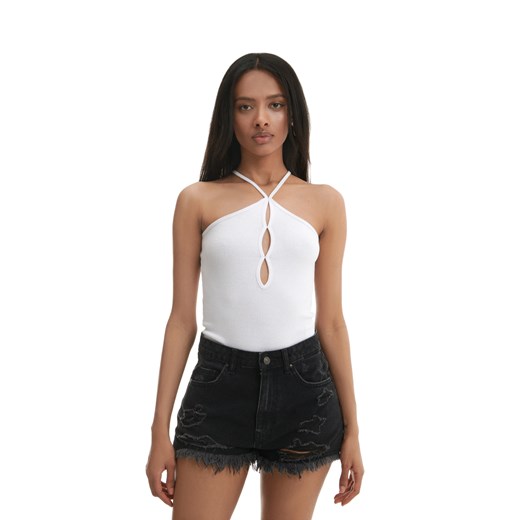 Cropp - Czarne jeansowe szorty z postrzępieniami - czarny Cropp 34 Cropp promocja