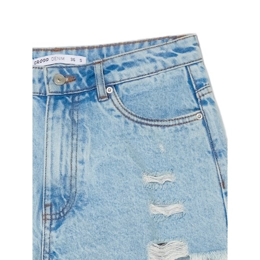 Cropp - Szorty jeansowe z postrzępieniami - niebieski Cropp 36 okazyjna cena Cropp